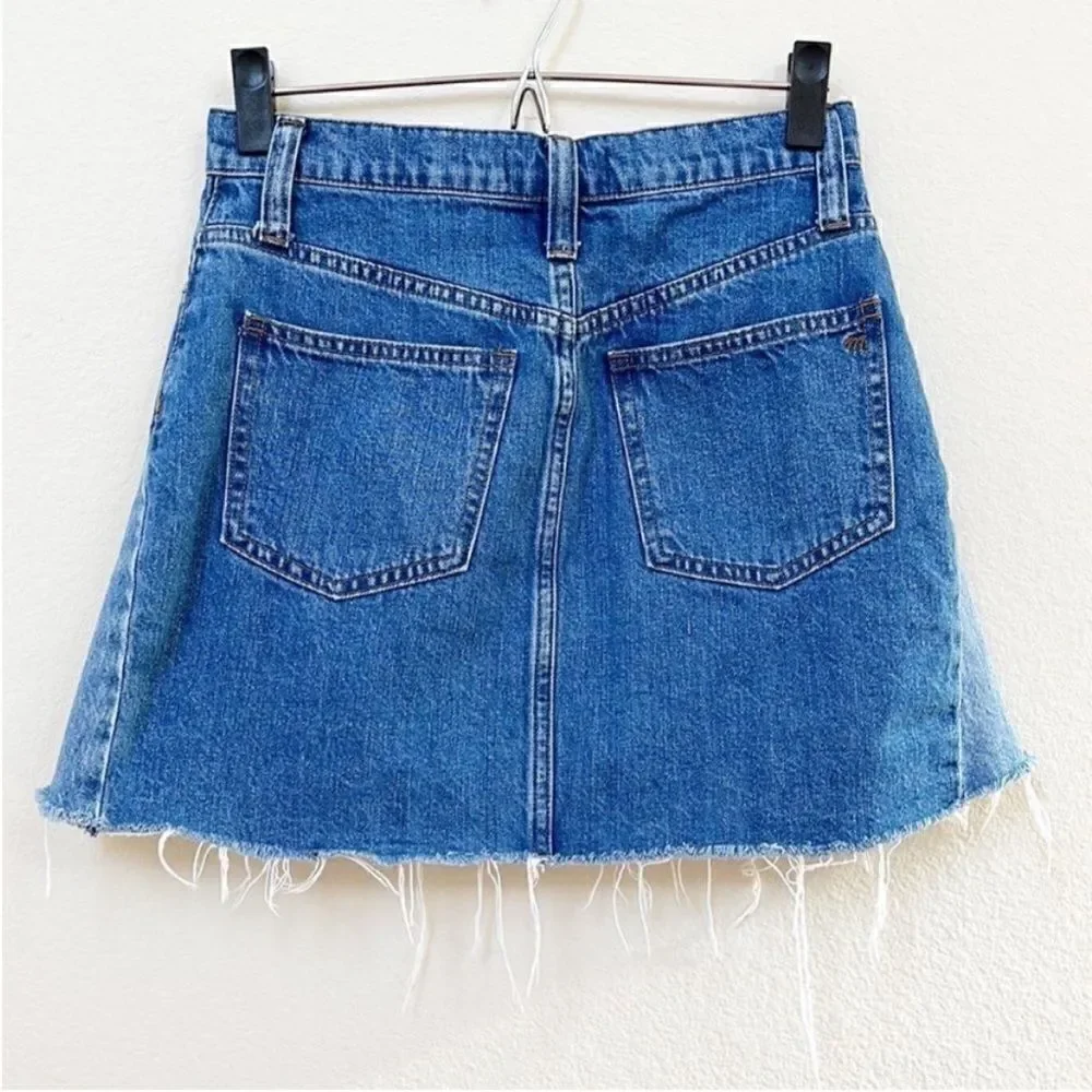 Madewell Rigid Denim A-Line Mini Skirt Pieced Edition